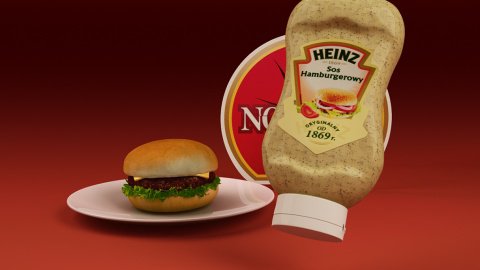 Scena packshotowa animacji 3D do reklamy Heinz