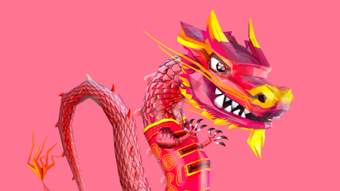 Postać smoka z produkcji Tymbark Owoce Świata